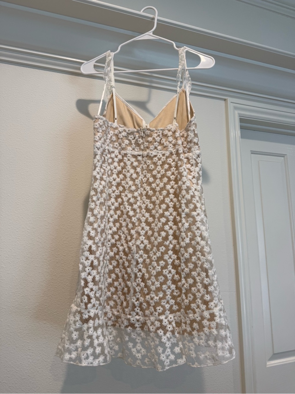 Lulu's White Daisy Crochet Mini Dress with Nude Lining - Picture 2 of 3